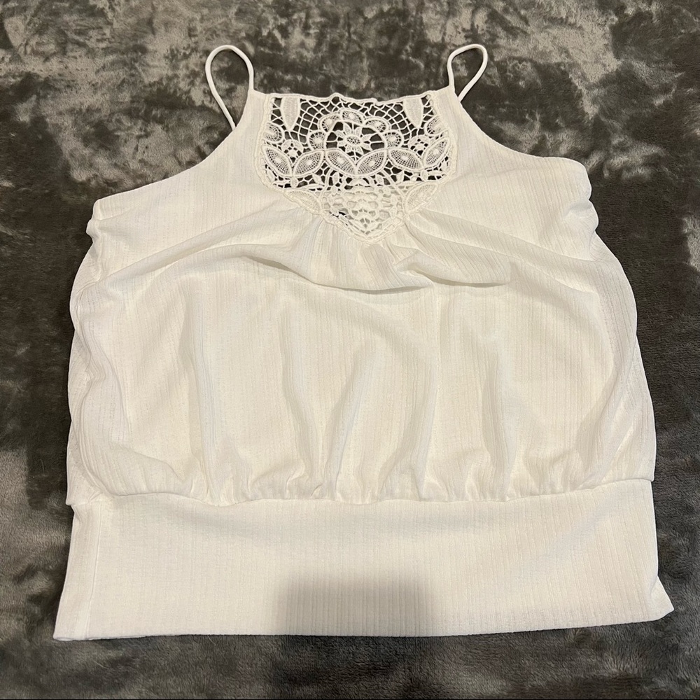 Express white tank with crotchet top